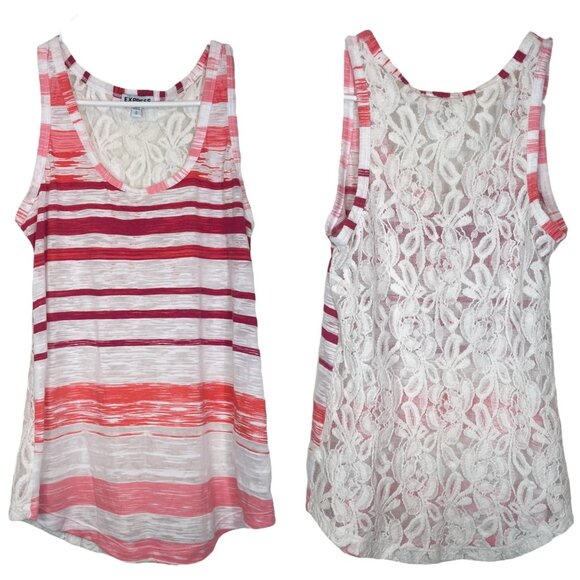 EXPRESS Tank Top Size SP Pink White Semi Sheer Striped Pullover Small Petite - Picture 1 of 10
